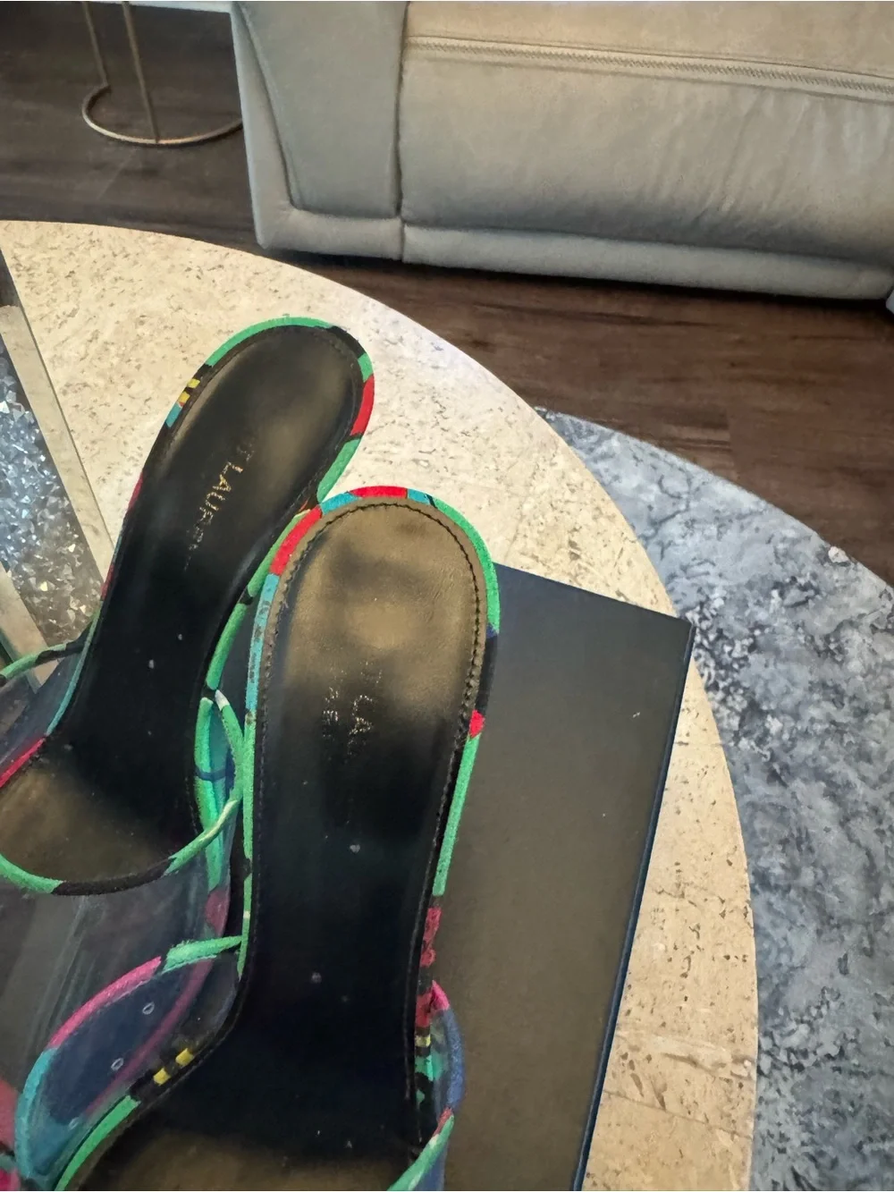 Saint Laurent Printed PVC Mule Heels Sandals - Picture 3 of 16